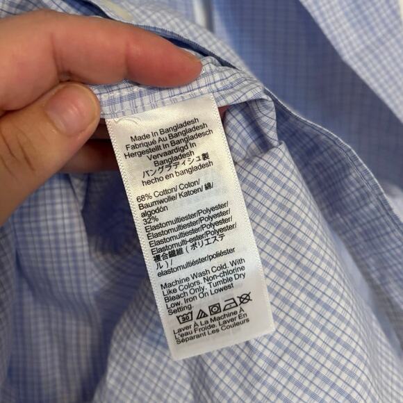 J.Crew Tailored Slim Performance Dress Shirt White Peri Blue Size 15/32 - Picture 6 of 8